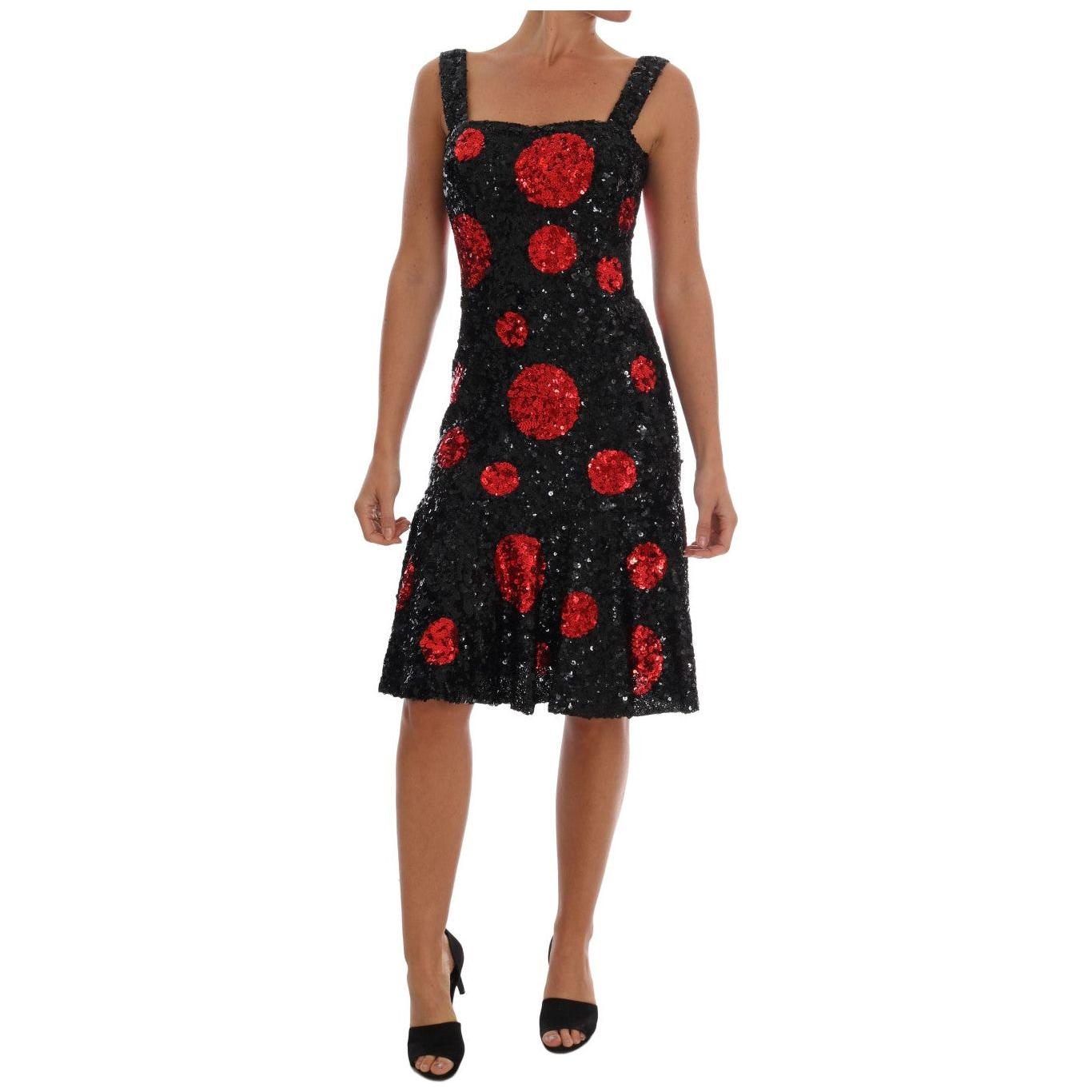 Dolce & Gabbana Elegant Polka Dotted Shift Dress Dolce & Gabbana Black