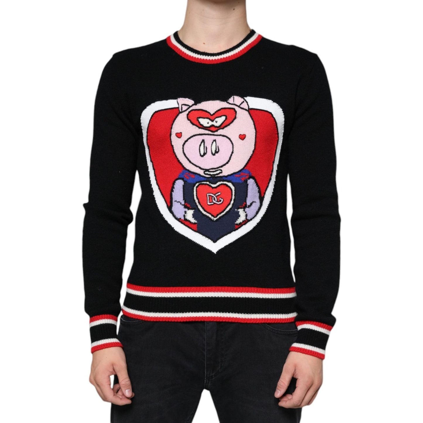 Dolce & Gabbana Black Cashmere Pig of the Year Pullover Sweater Dolce & Gabbana Black