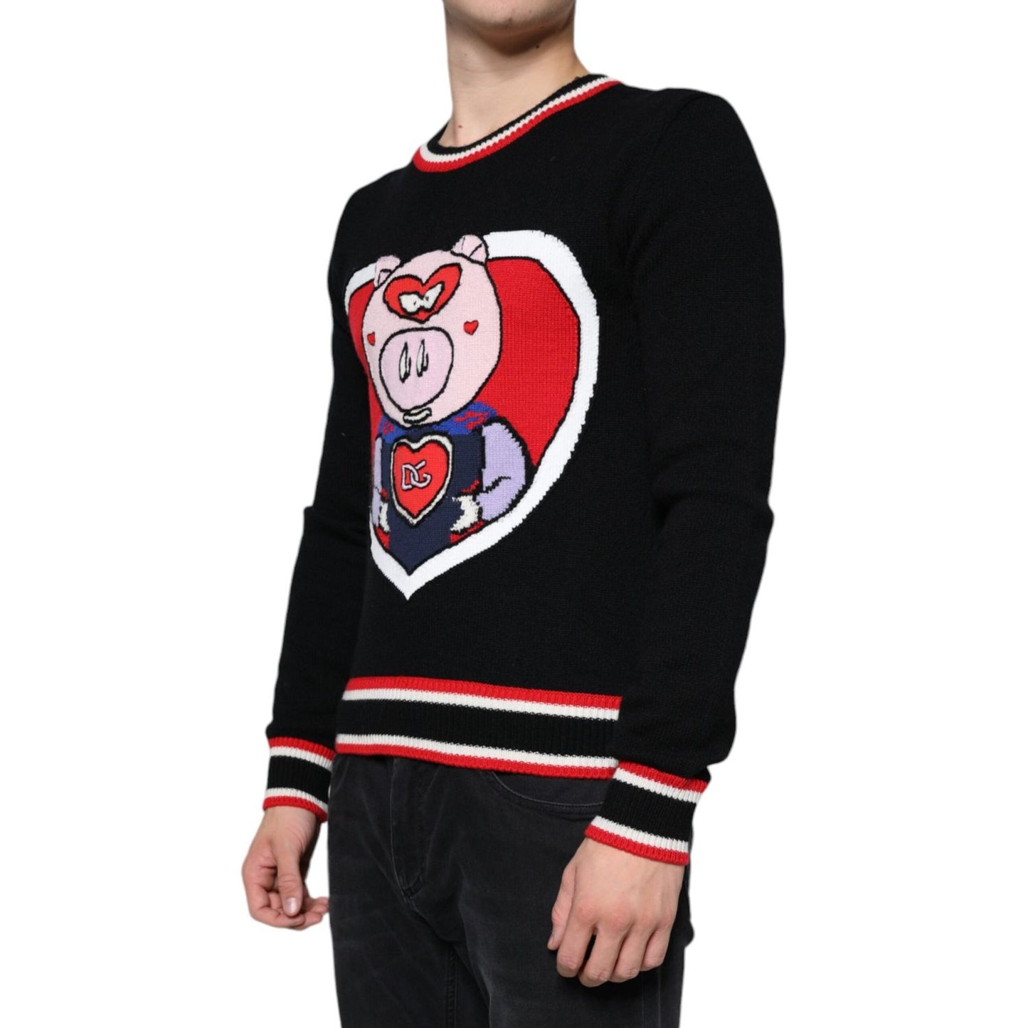 Dolce & Gabbana Black Cashmere Pig of the Year Pullover Sweater Dolce & Gabbana Black