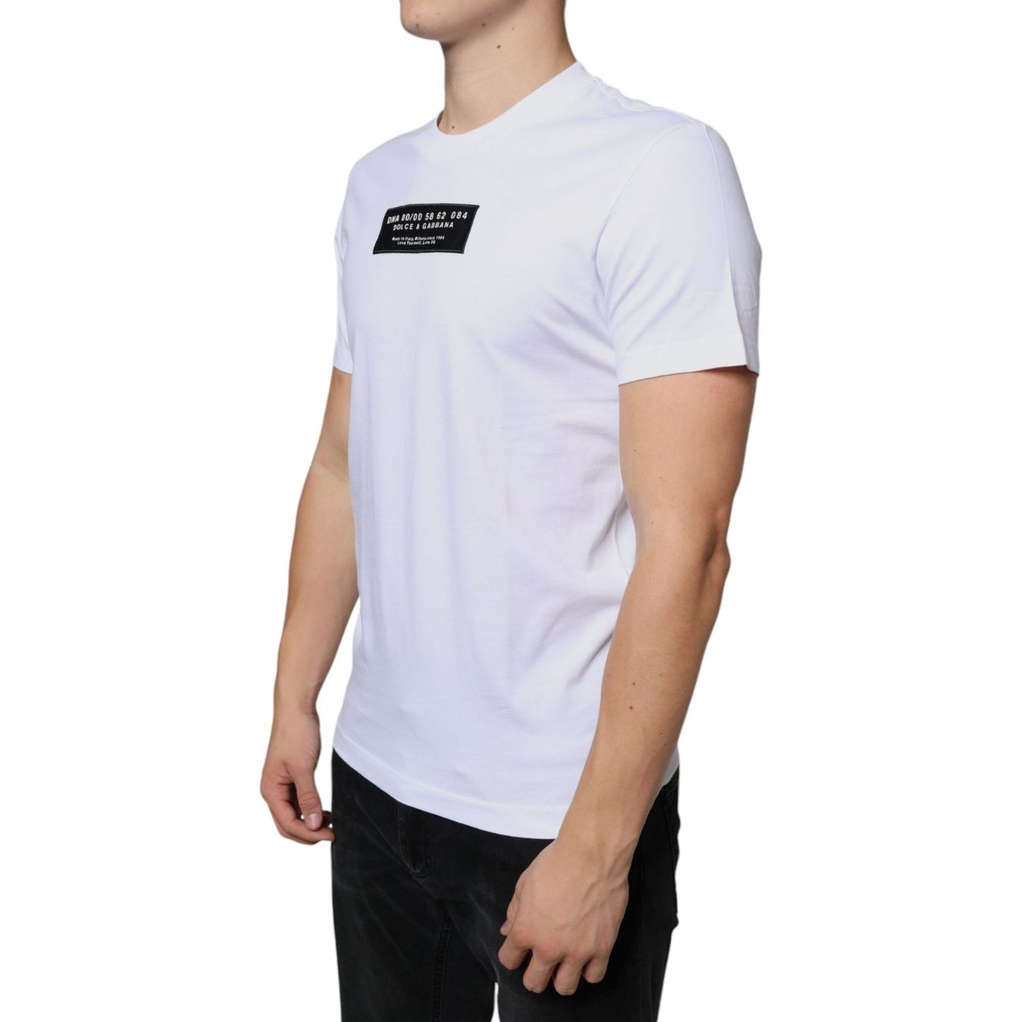 Dolce & Gabbana White Cotton DG Applique Casual T-shirt TSH86629-44