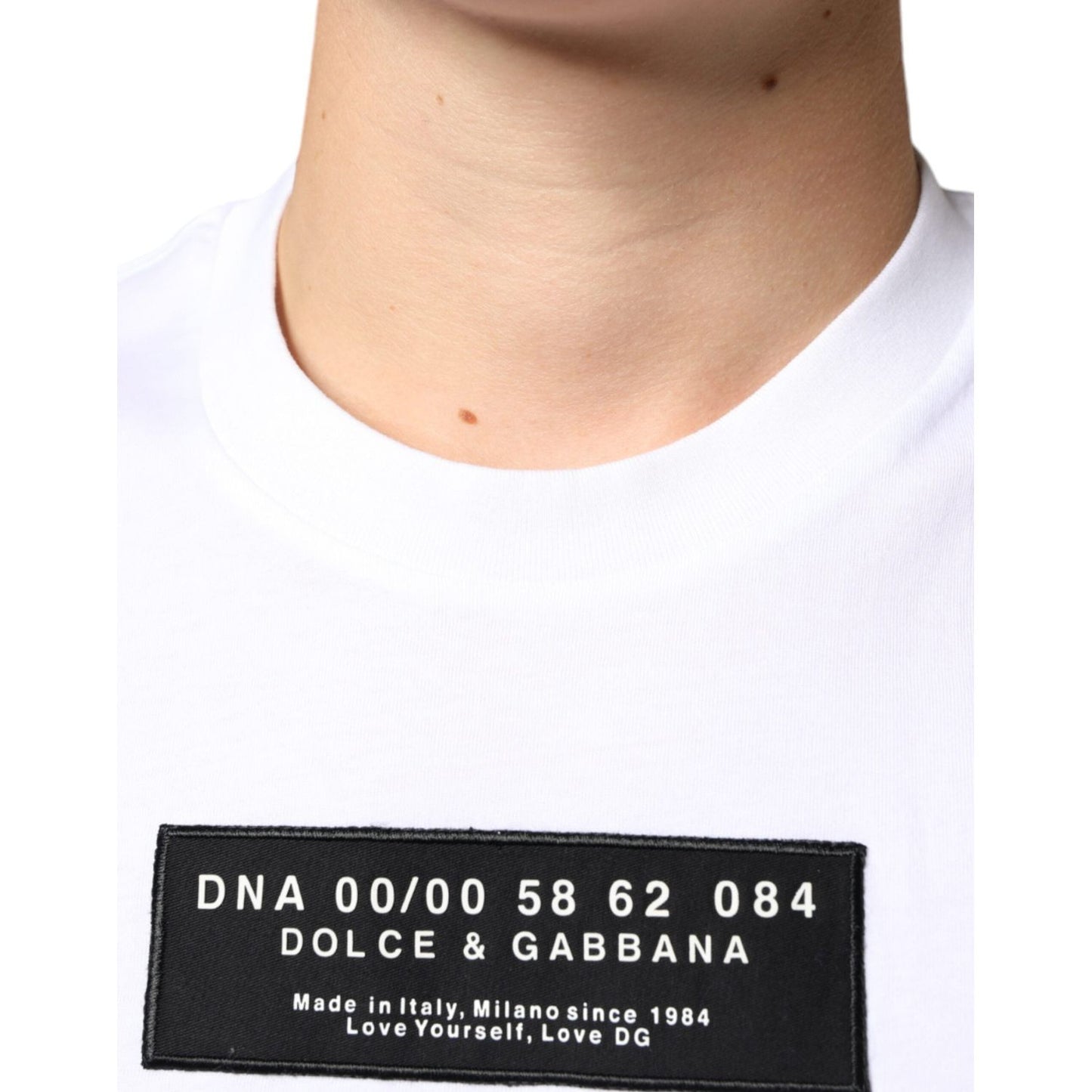 Dolce & Gabbana White Cotton DG Applique Casual T-shirt TSH86629-44