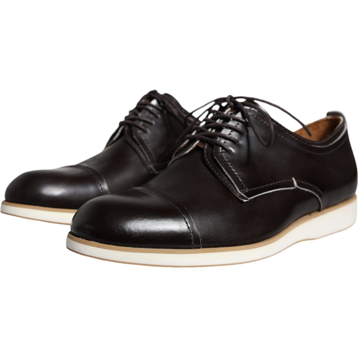 Pollini Black White Leather Lace Up Men Dress Formal Shoes Pollini Black
