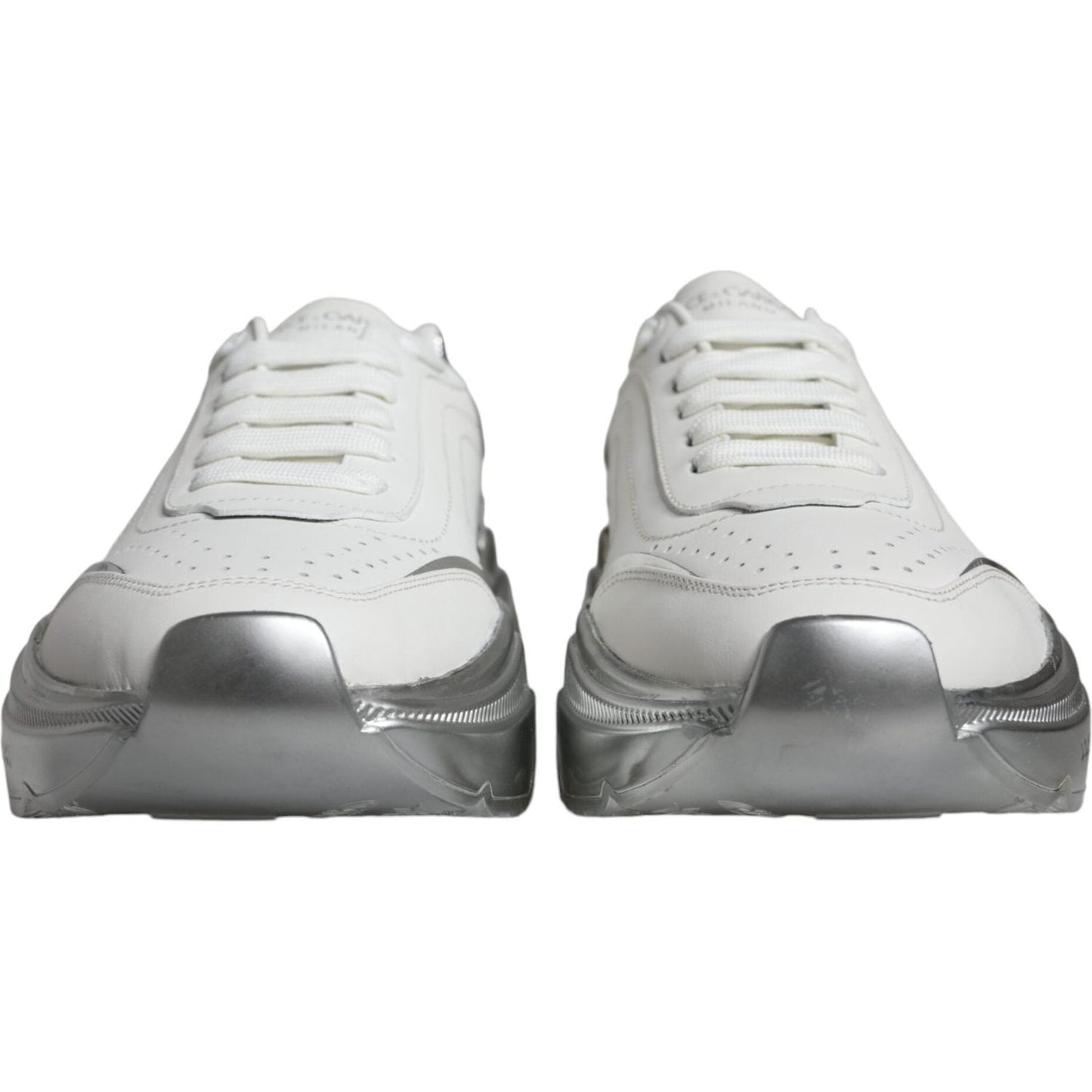 Dolce & Gabbana White Silver Daymaster Low Top Sneakers Shoes