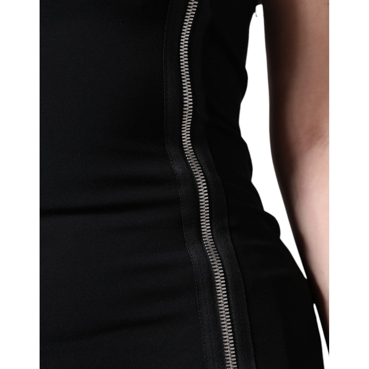 Dolce & Gabbana Black Zipper Bodycon Sheath Midi Dress Dolce & Gabbana Black