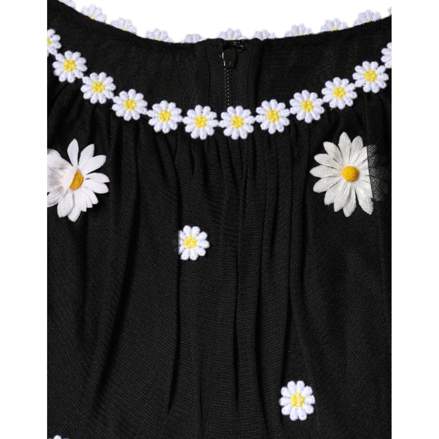 Dolce & Gabbana Black Silk Daisy A-line Long Maxi Dress Dolce & Gabbana Black