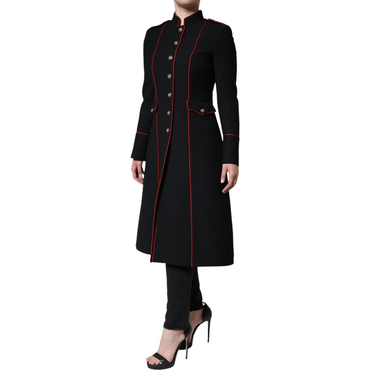 Dolce & Gabbana Black Single Breasted Trench Coat Jacket Dolce & Gabbana Black