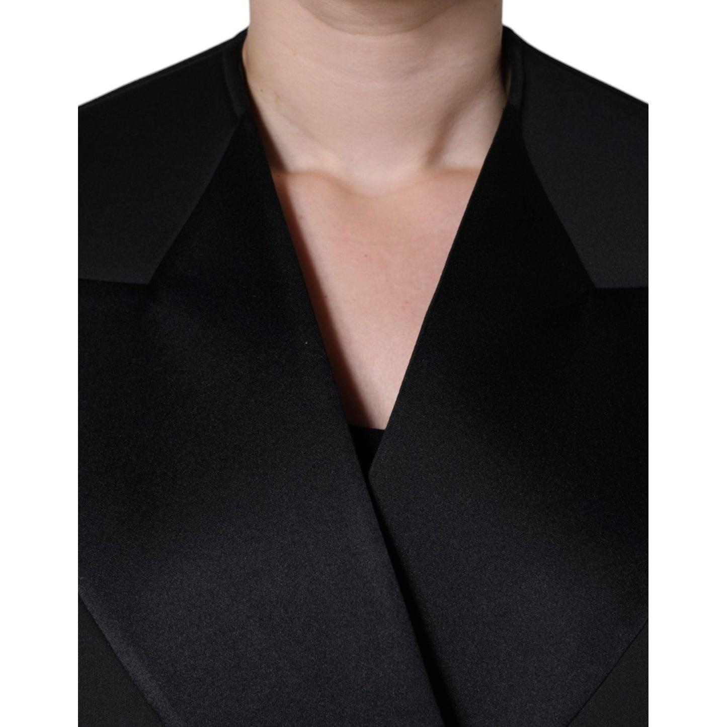 Dolce & Gabbana Black Polyester Double Breasted Coat Jacket Dolce & Gabbana Rosy Brown