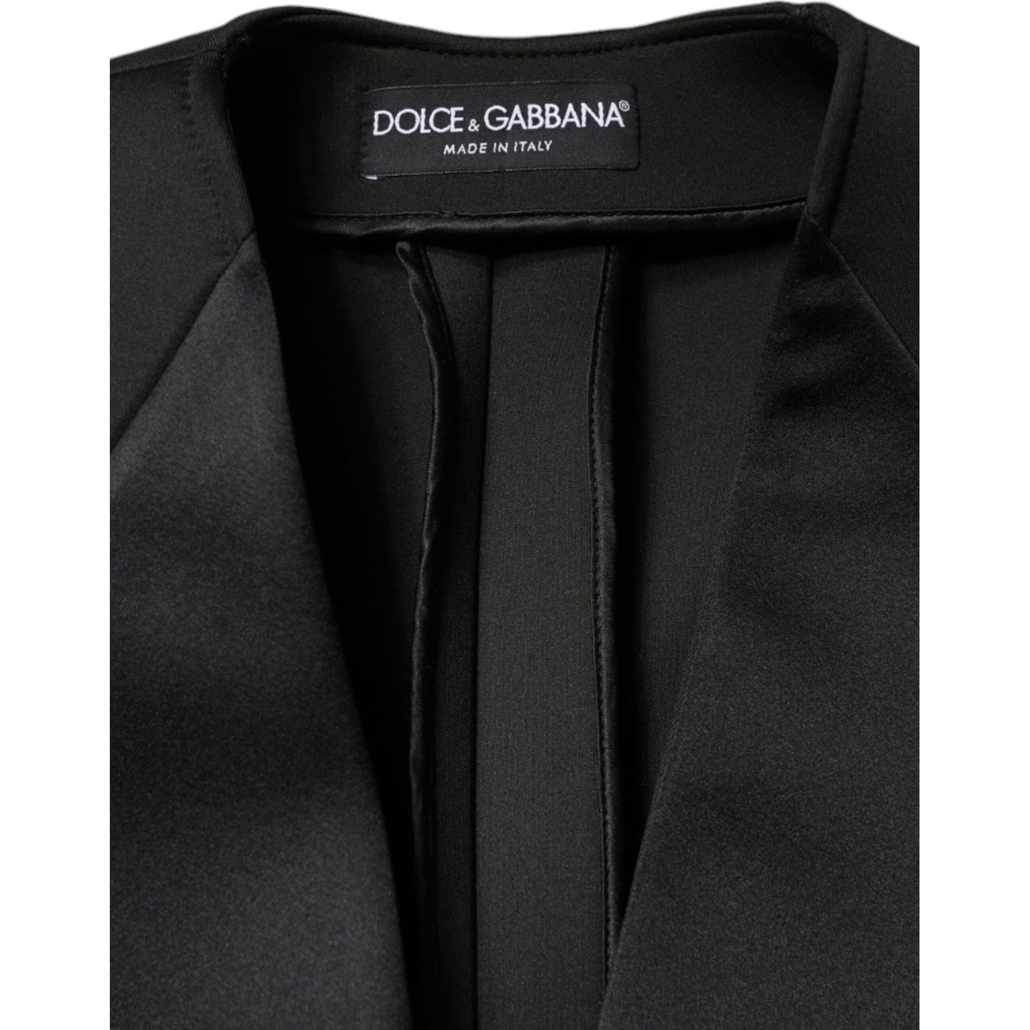 Dolce & Gabbana Black Polyester Double Breasted Coat Jacket Dolce & Gabbana Black