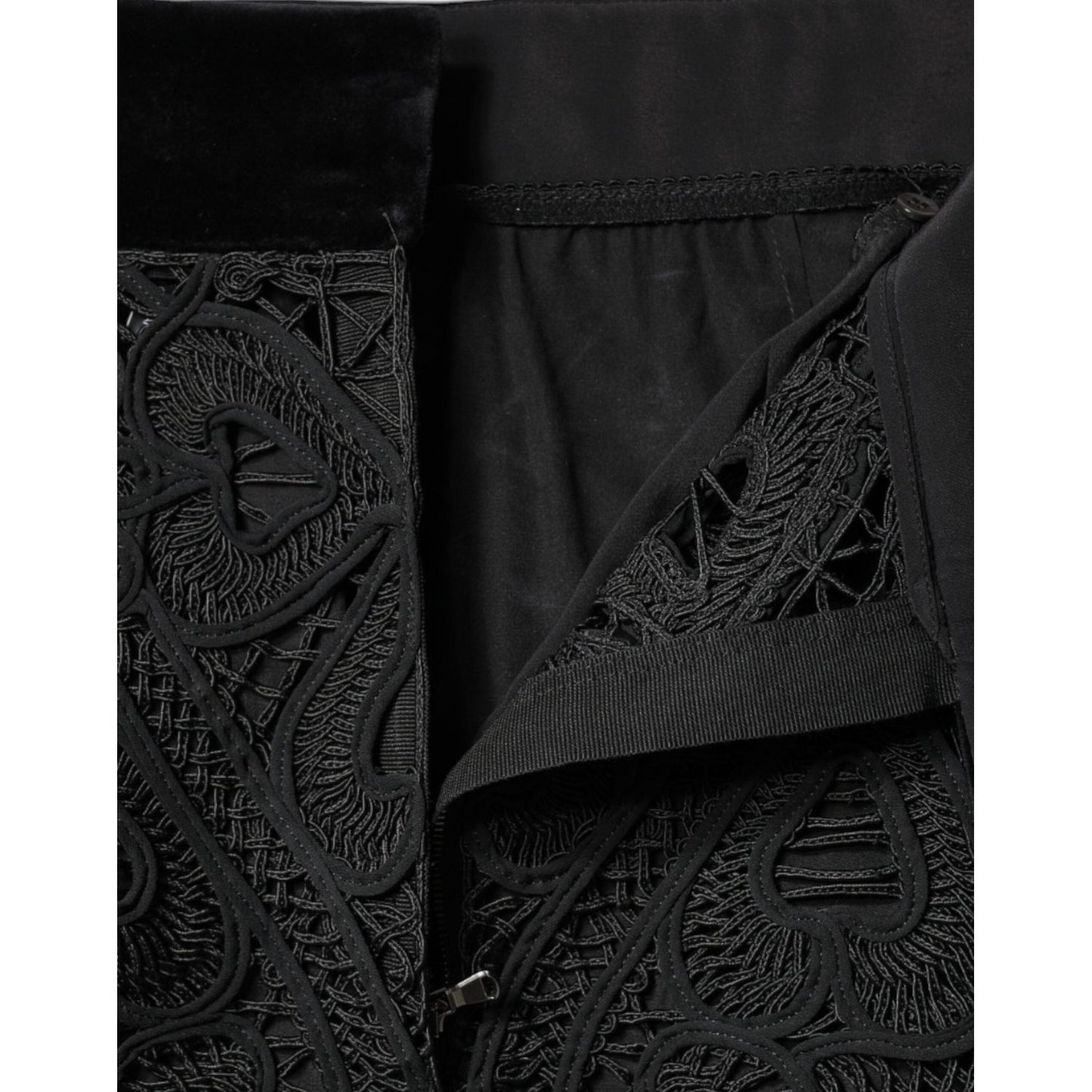 Dolce & Gabbana Black Floral Lace High Waist Pencil Cut Skirt Dolce & Gabbana Black