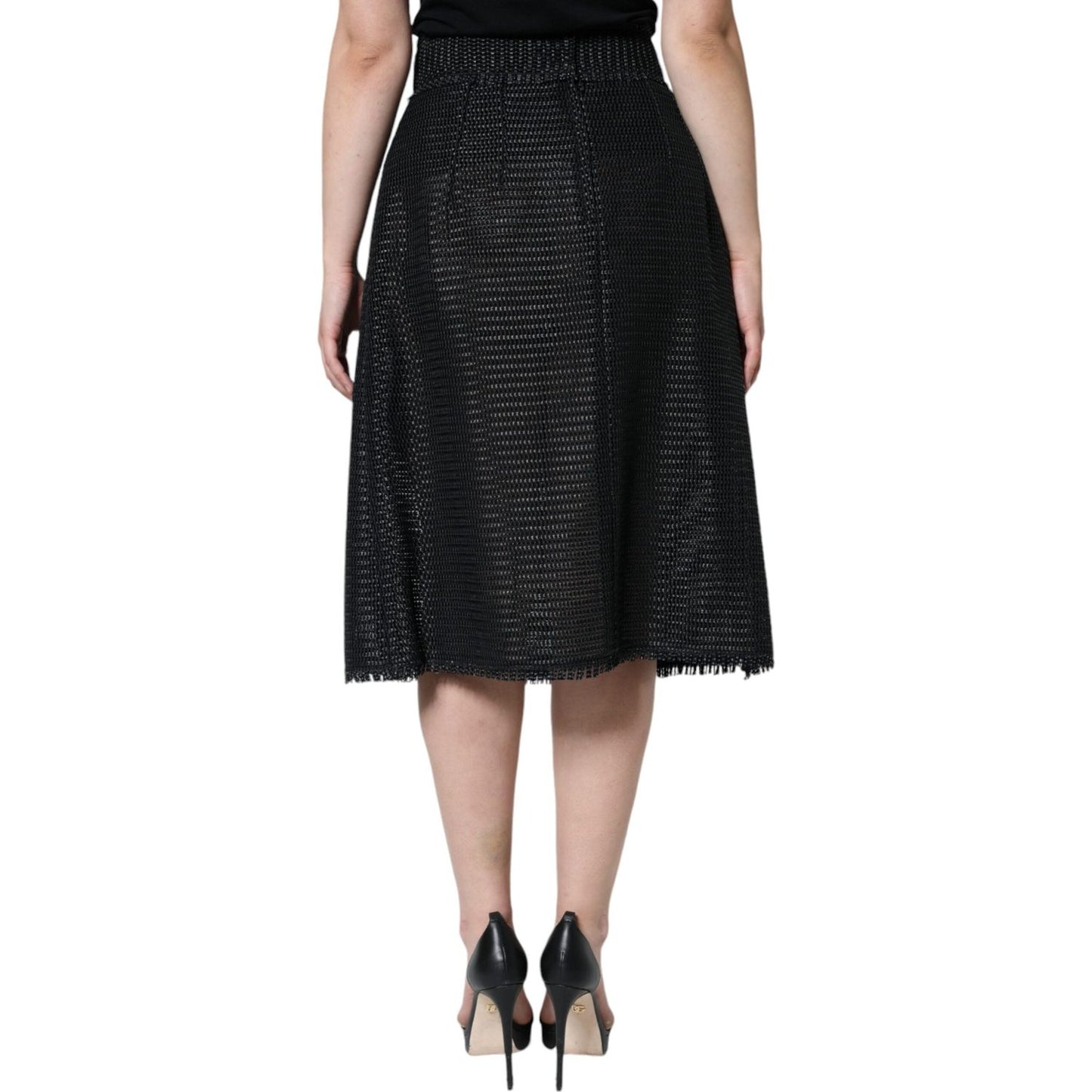 Dolce & Gabbana Black Viscose High Waist Pencil Cut Skirt Dolce & Gabbana Tan