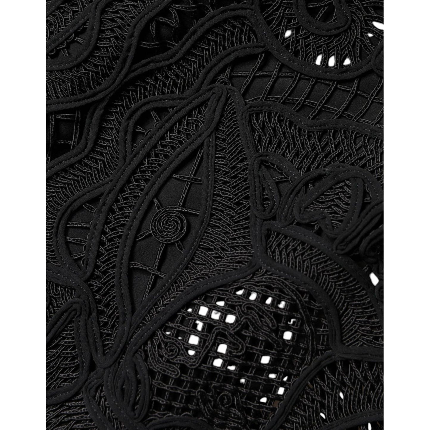Dolce & Gabbana Black Floral Lace HighWaist Pencil Cut Skirt Dolce & Gabbana Black