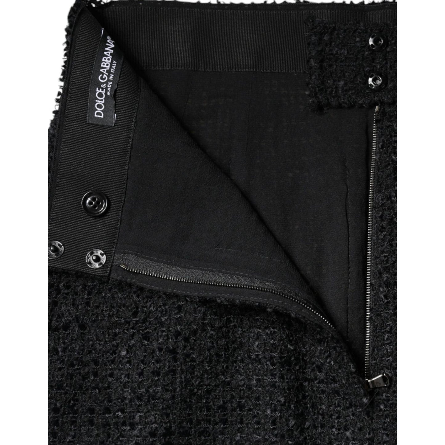 Dolce & Gabbana Black Virgin Wool Pencil Cut Midi Skirt Dolce & Gabbana Black