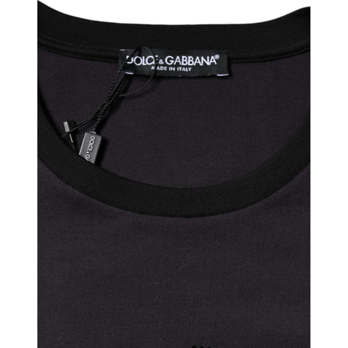Dolce & Gabbana Black Cotton Logo Print Round Neck T-shirt Dolce & Gabbana Black