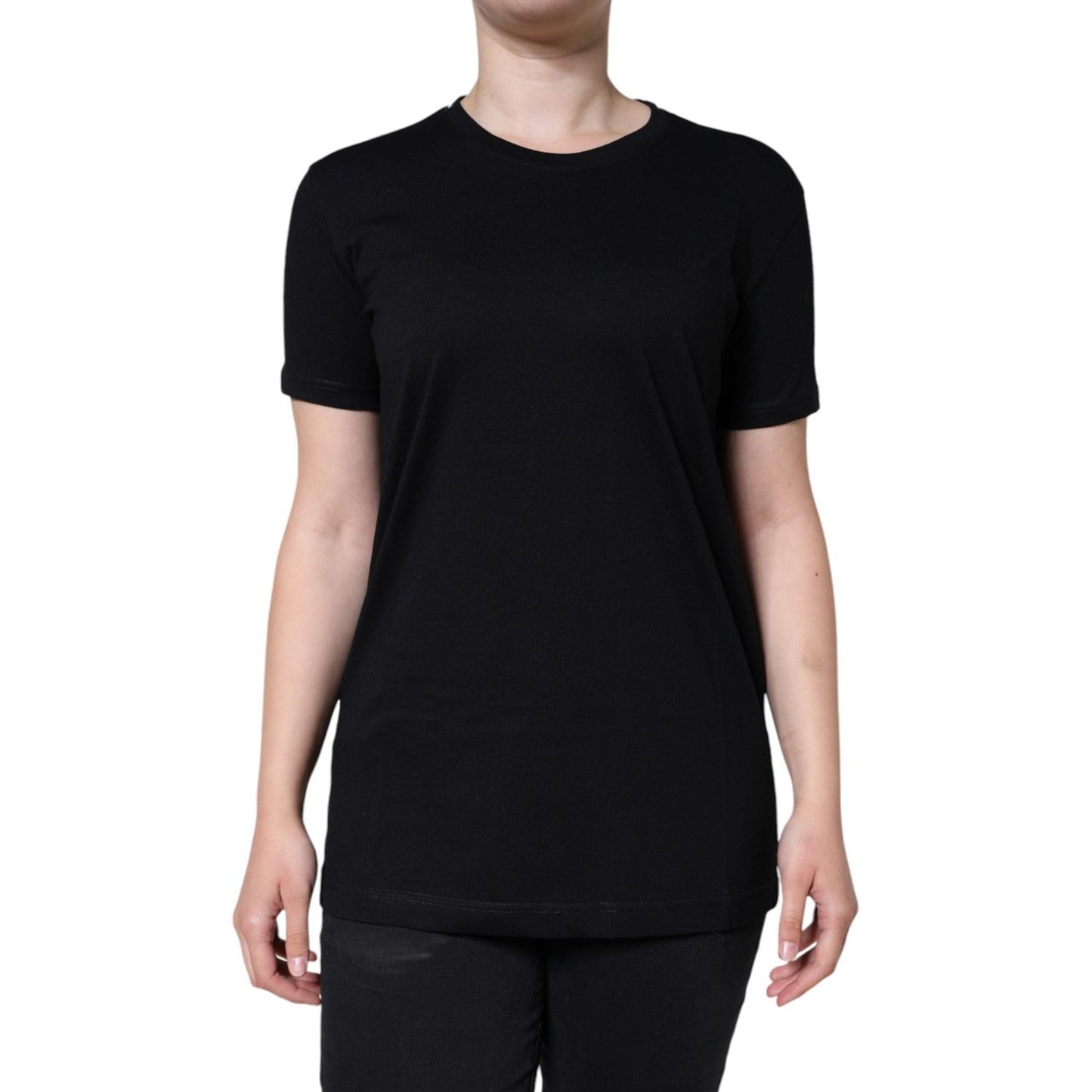 Dolce & Gabbana Black Cotton Crew Neck Short Sleeve T-shirt Dolce & Gabbana Tan