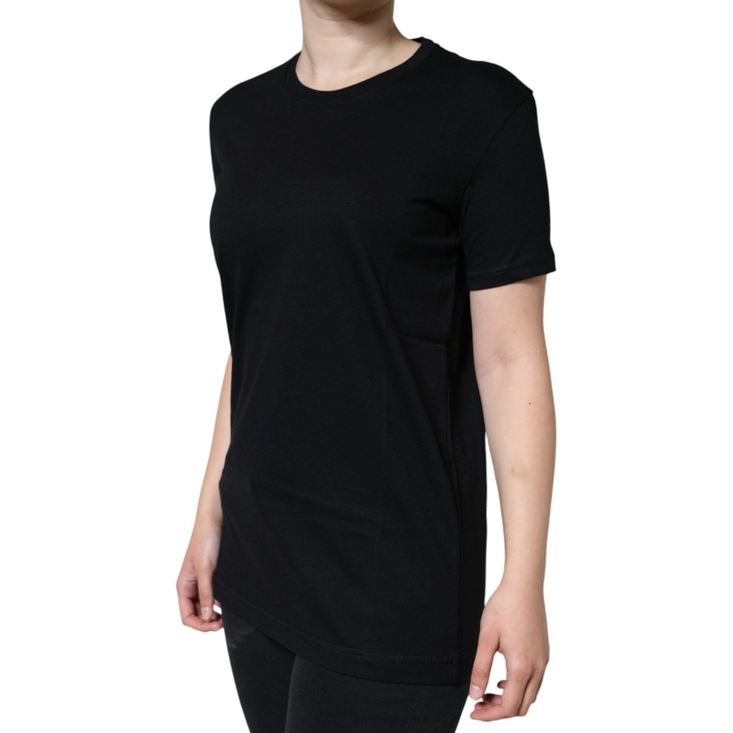 Dolce & Gabbana Black Cotton Crew Neck Short Sleeve T-shirt Dolce & Gabbana Tan