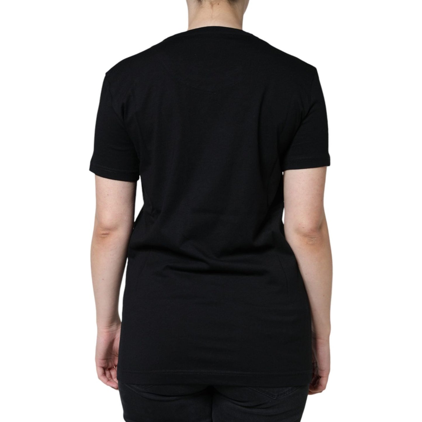 Dolce & Gabbana Black Cotton Crew Neck Short Sleeve T-shirt Dolce & Gabbana Rosy Brown
