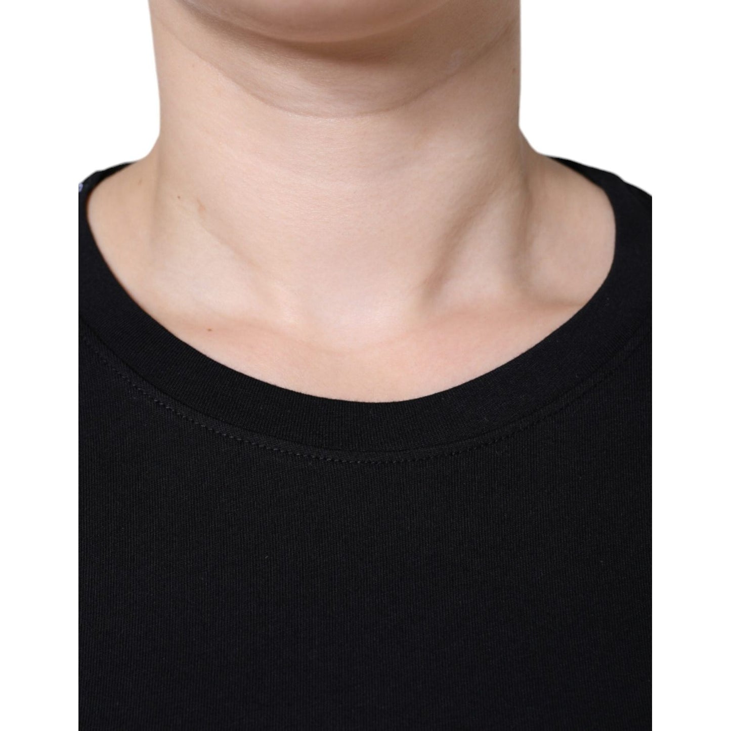 Dolce & Gabbana Black Cotton Crew Neck Short Sleeve T-shirt Dolce & Gabbana Tan