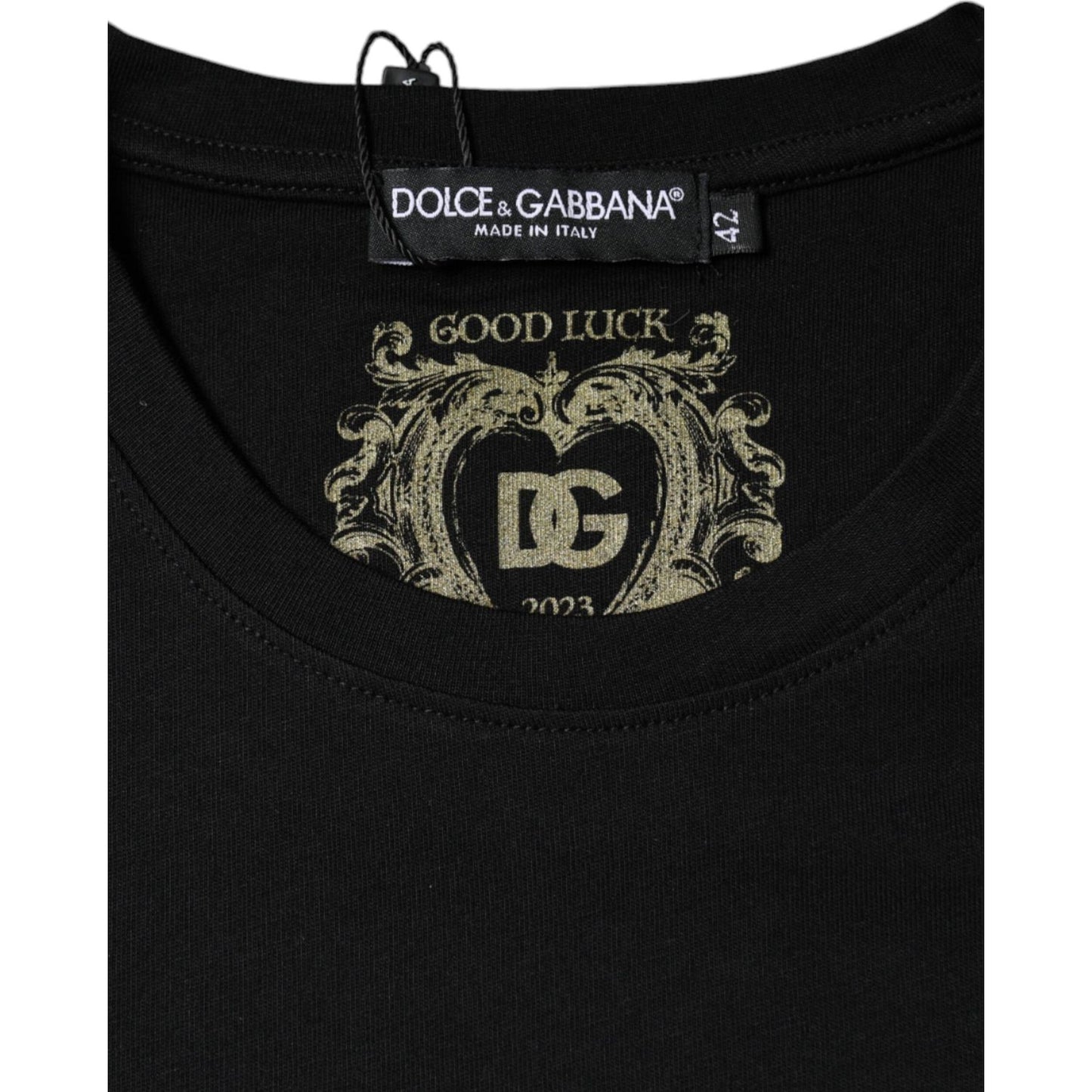 Dolce & Gabbana Black Cotton Crew Neck Short Sleeve T-shirt Dolce & Gabbana Black