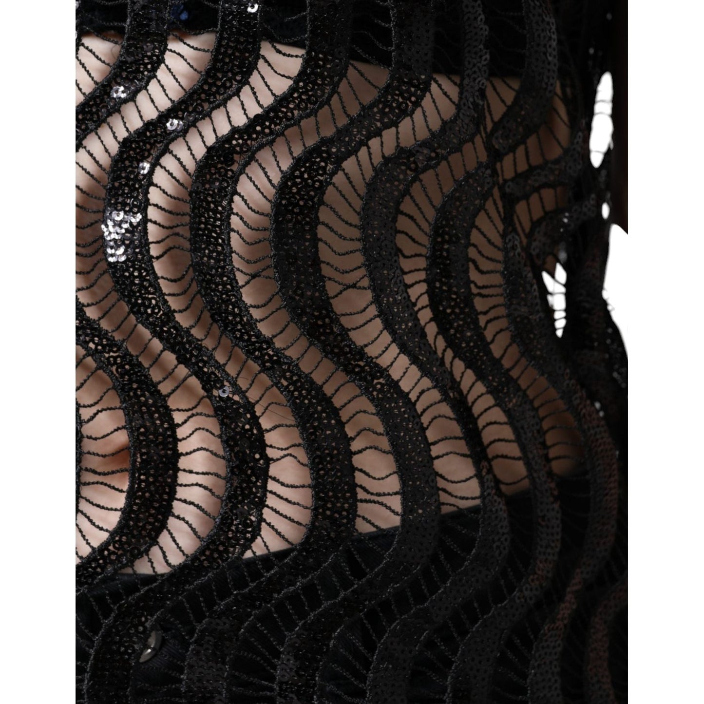 Dolce & Gabbana Black Sequin Sleeveless Tank Blouse Top Dolce & Gabbana Black