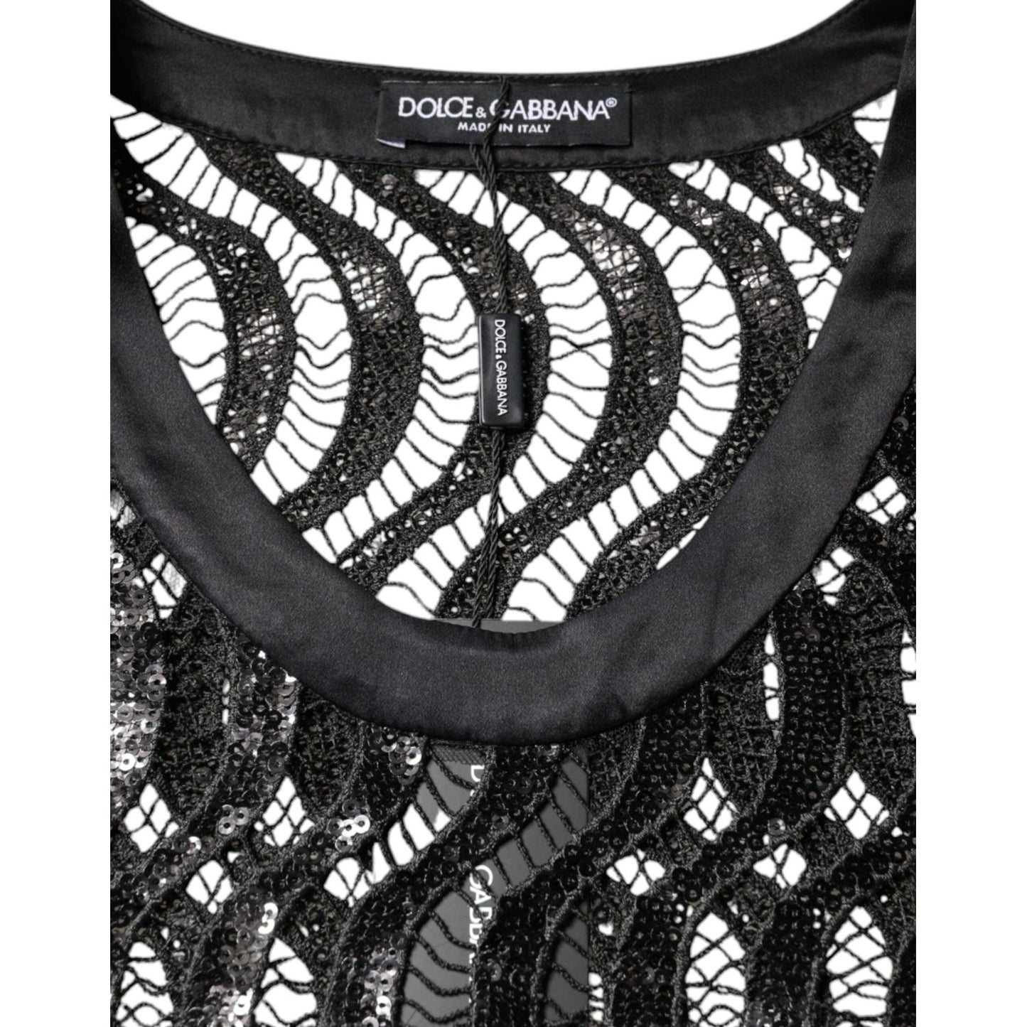 Dolce & Gabbana Black Sequin Sleeveless Tank Blouse Top Dolce & Gabbana Dark Slate Gray