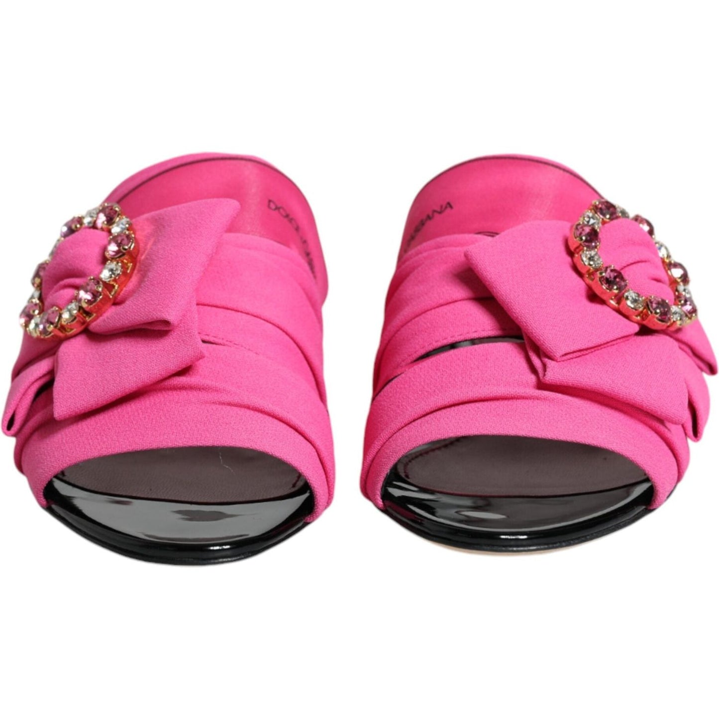 Dolce & Gabbana Pink Black Crystal Slides Sandals Shoes Dolce & Gabbana Pale Violet Red