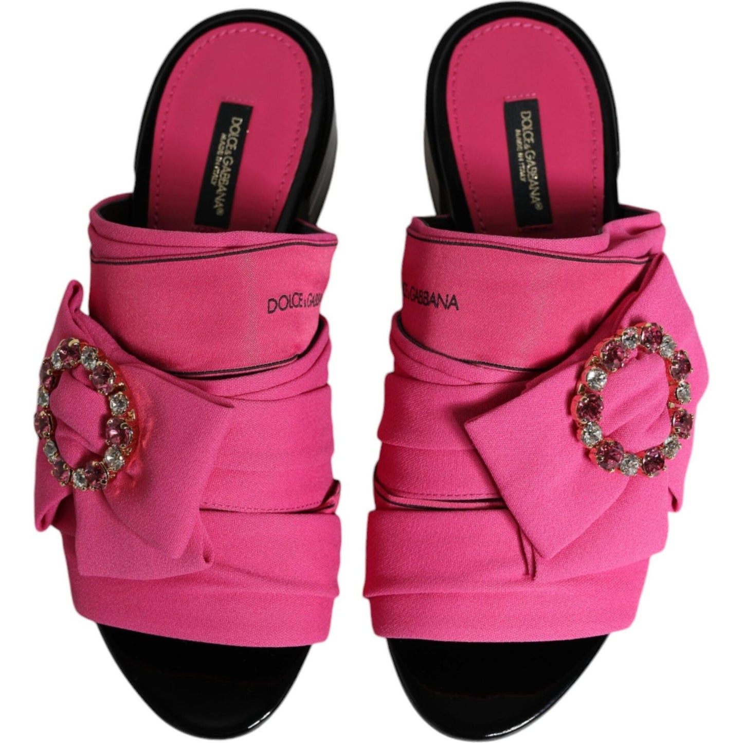 Dolce & Gabbana Pink Black Crystal Slides Sandals Shoes Dolce & Gabbana Maroon