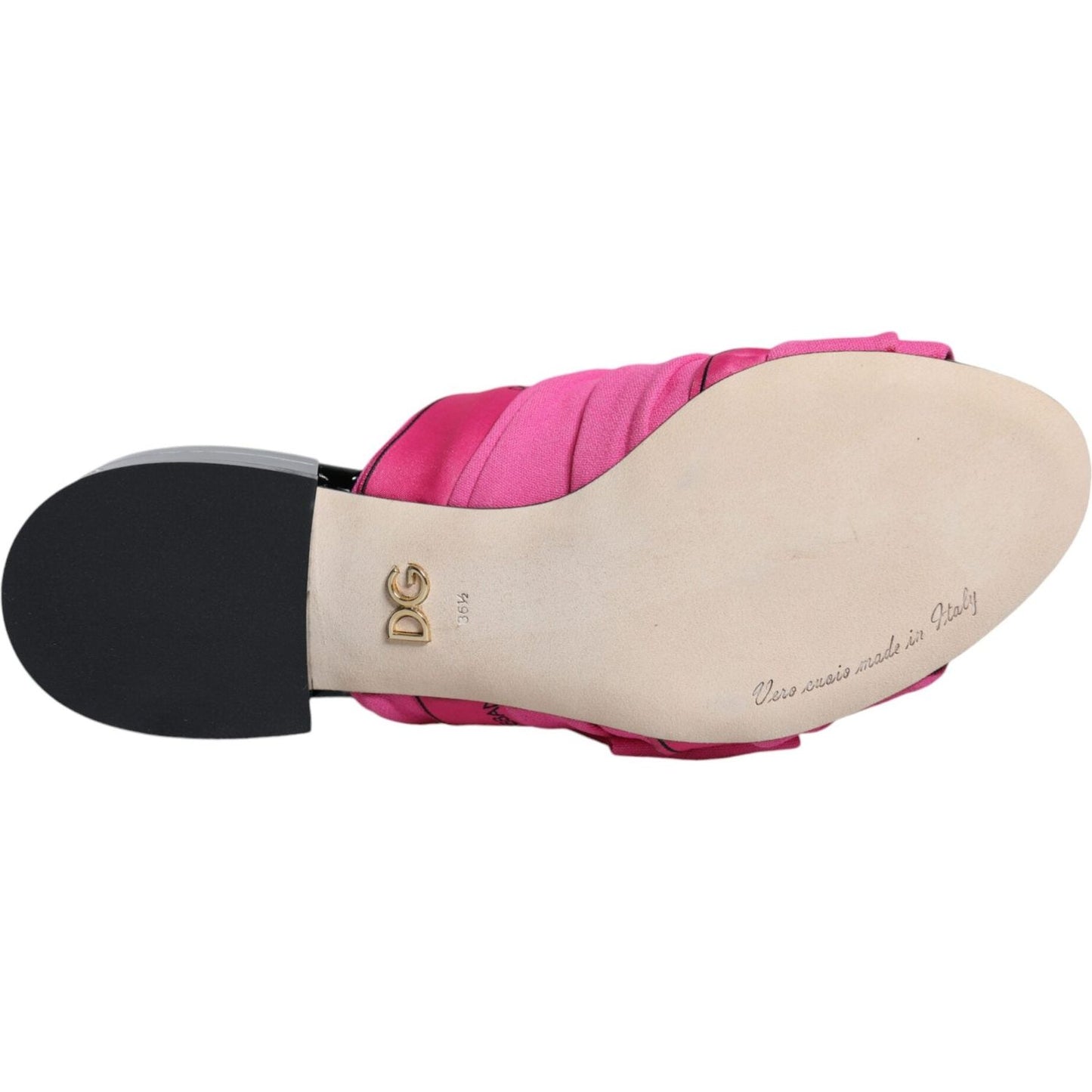Dolce & Gabbana Pink Black Crystal Slides Sandals Shoes Dolce & Gabbana Gray