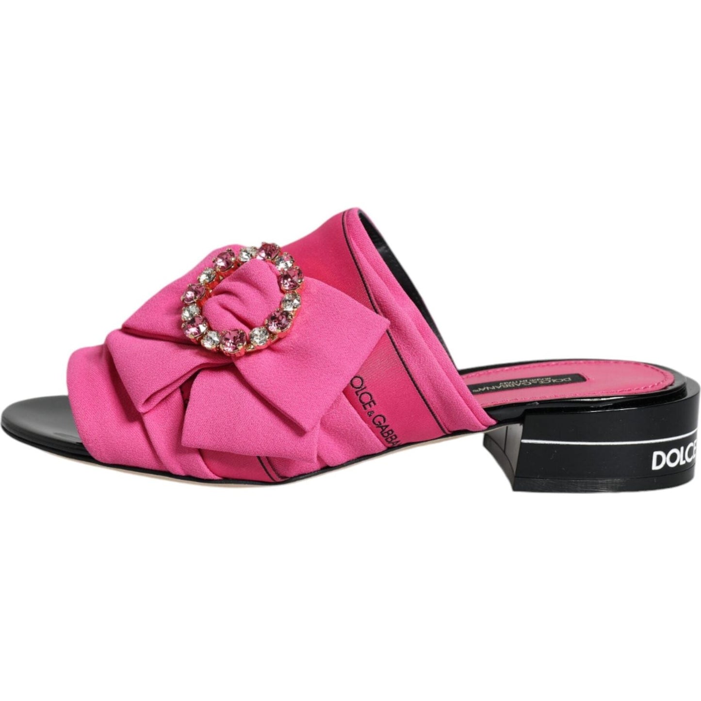 Dolce & Gabbana Pink Black Crystal Slides Sandals Shoes Dolce & Gabbana Pale Violet Red