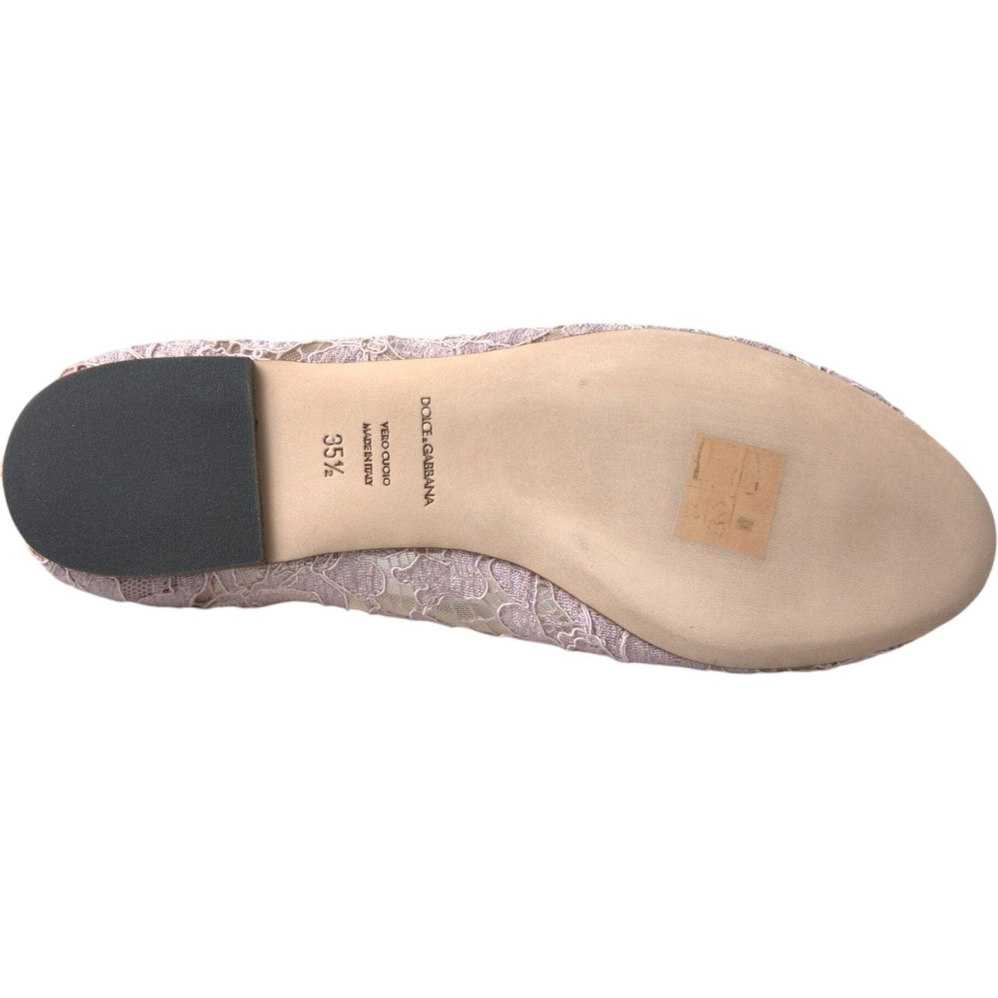 Dolce & Gabbana Pink Lace Crystal Ballet Flats Loafers Shoes Dolce & Gabbana Tan
