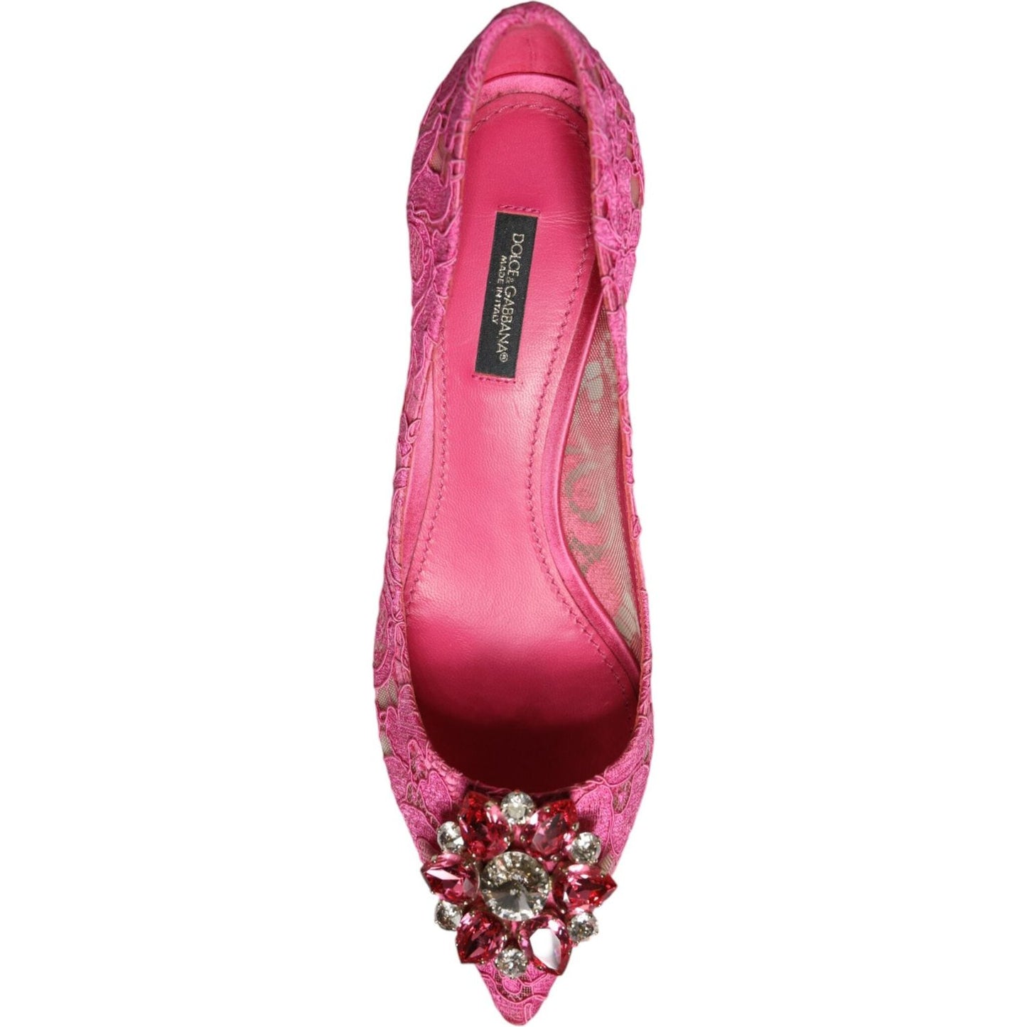 Dolce & Gabbana Pink Taormina Lace Crystal Heels Pumps Shoes Dolce & Gabbana Pale Violet Red
