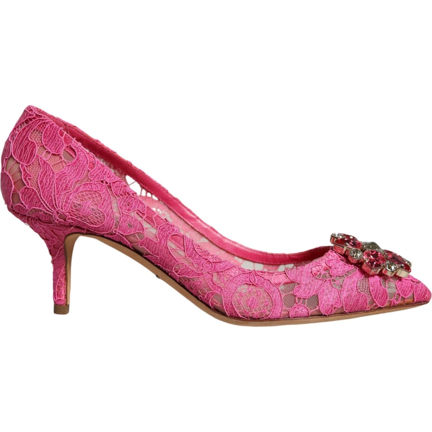 Dolce & Gabbana Pink Taormina Lace Crystal Heels Pumps Shoes Dolce & Gabbana Pale Violet Red