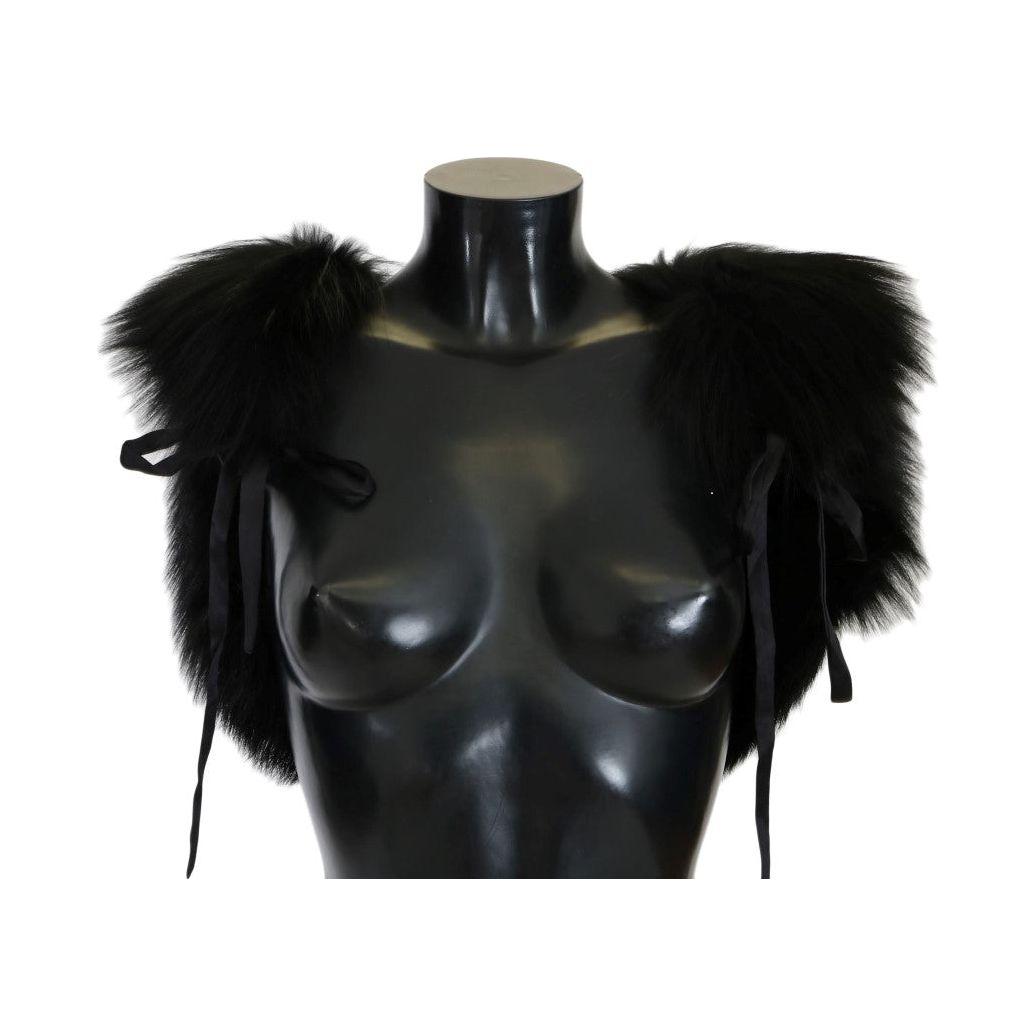 Dolce & Gabbana Black Silver Fox Fur Scarf