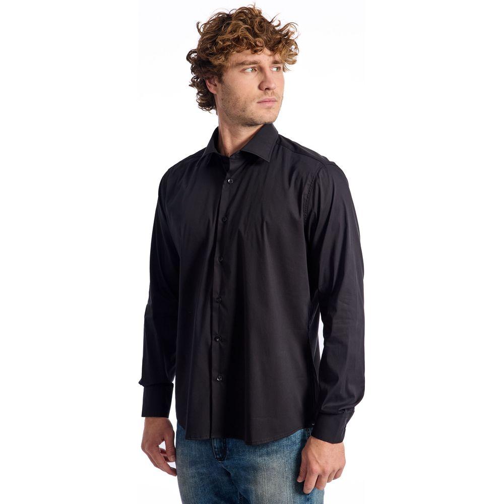 Baldinini Trend Black Cotton Men Shirt Baldinini Trend Black