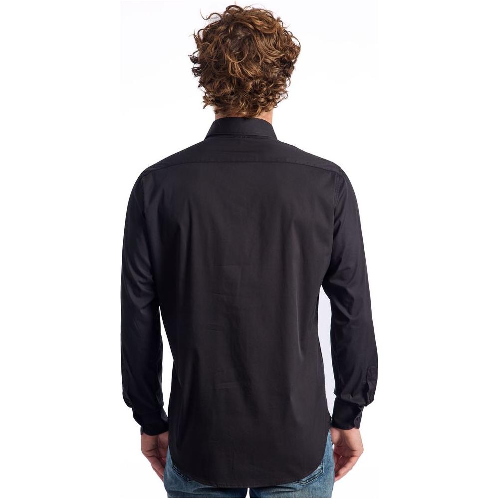 Baldinini Trend Black Cotton Men Shirt Baldinini Trend Dark Slate Gray