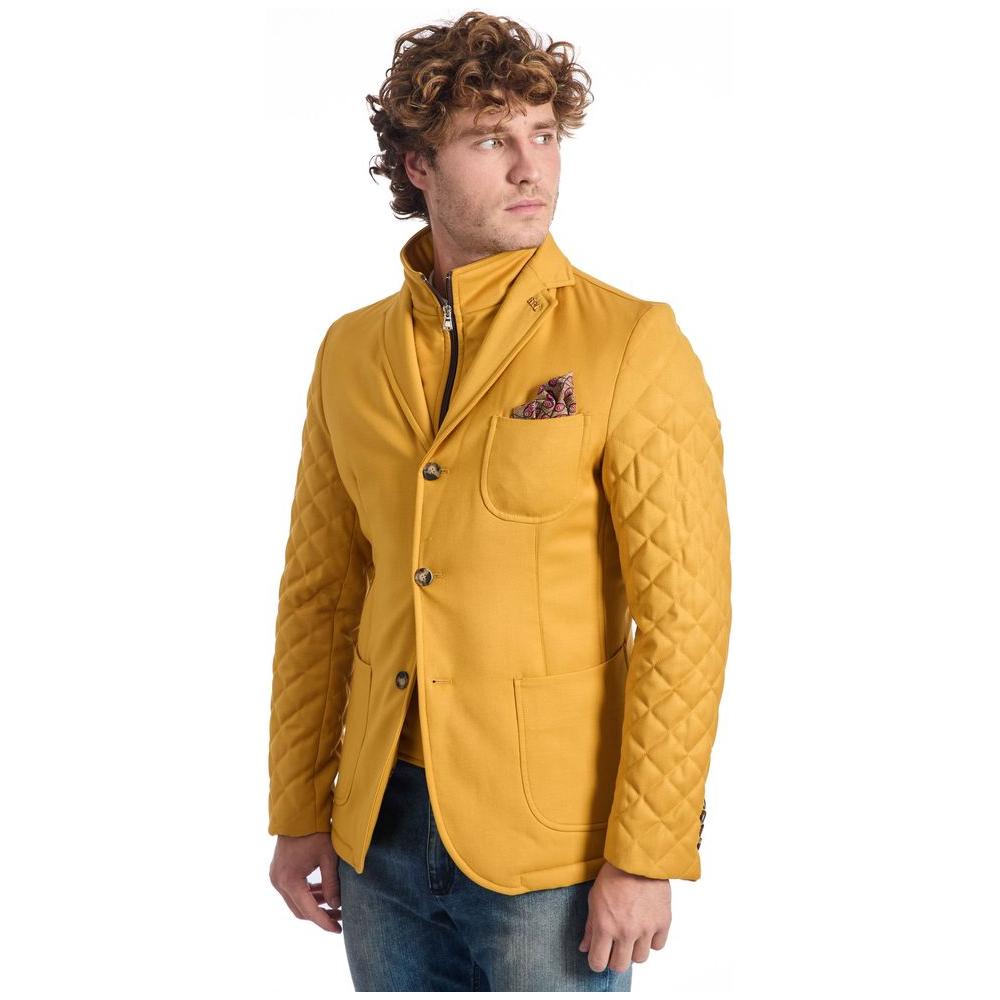 Roberto Pepe Luxury Yellow Wool Men Jacket Roberto Pepe Luxury Goldenrod