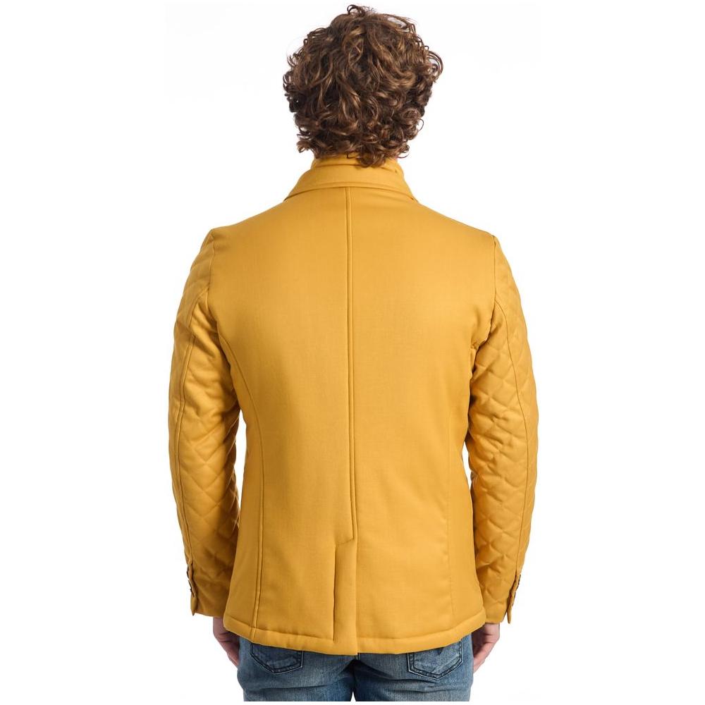 Roberto Pepe Luxury Yellow Wool Men Jacket Roberto Pepe Luxury Sandy Brown