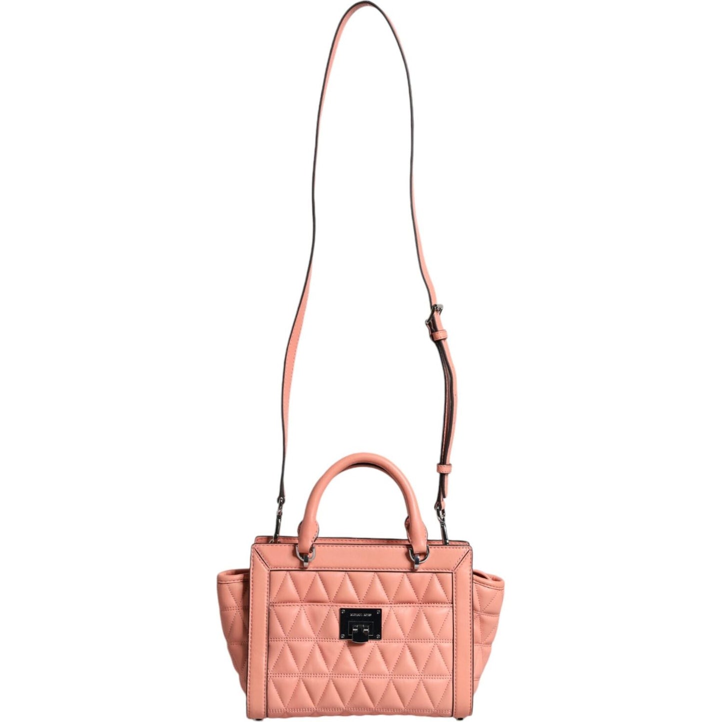 Michael Kors Peach Quilted Leather Logo Crossbody VIVIANNE Messenger Bag Michael Kors Dark Salmon