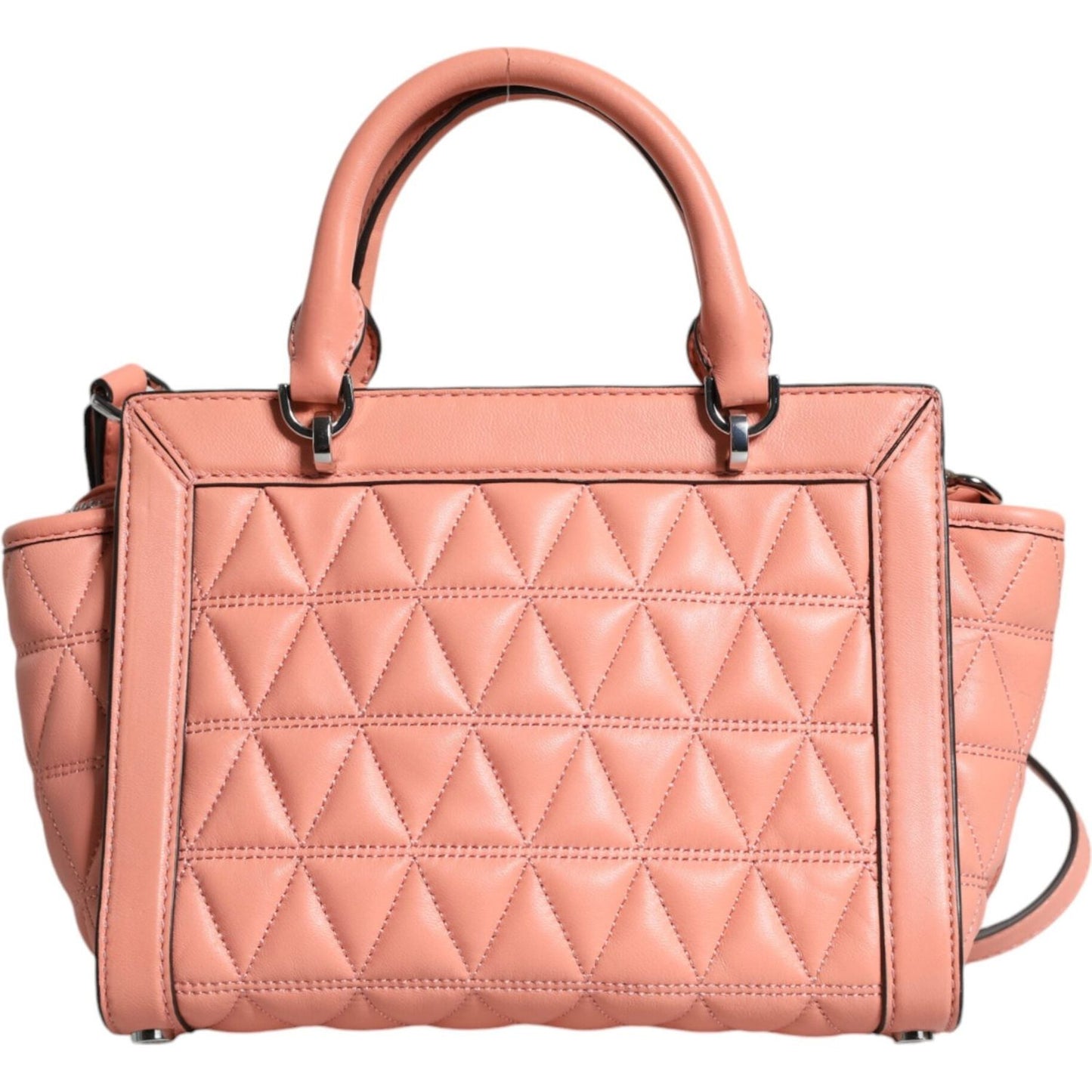 Michael Kors Peach Quilted Leather Logo Crossbody VIVIANNE Messenger Bag Michael Kors Dark Salmon