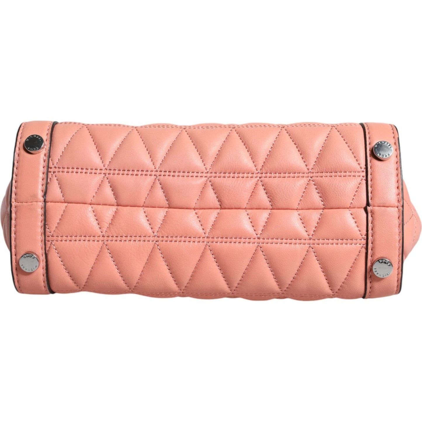Michael Kors Peach Quilted Leather Logo Crossbody VIVIANNE Messenger Bag Michael Kors Dark Salmon