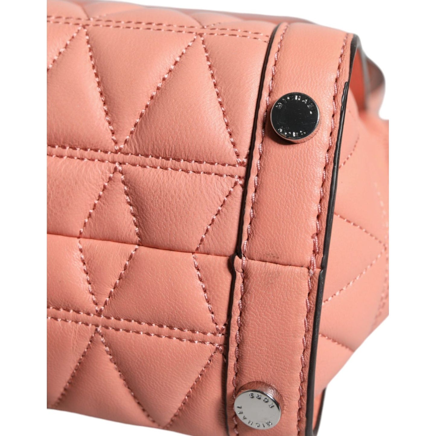 Michael Kors Peach Quilted Leather Logo Crossbody VIVIANNE Messenger Bag Michael Kors Dark Salmon