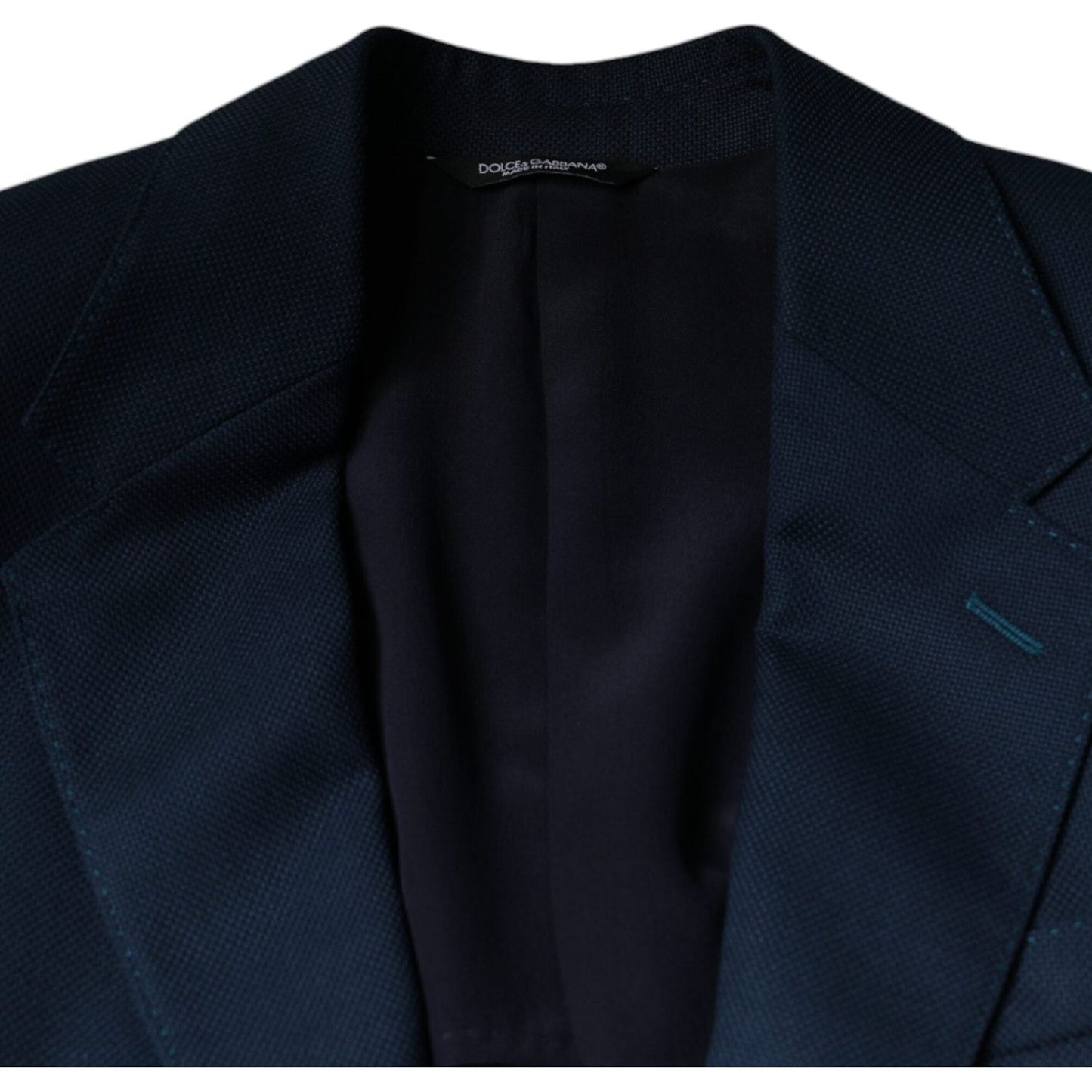 Dolce & Gabbana Blue Wool Logo Single Breasted Coat Blazer Dolce & Gabbana Black