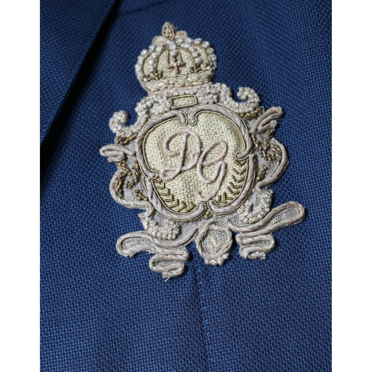Dolce & Gabbana Blue Wool Logo Single Breasted Coat Blazer Dolce & Gabbana Dark Slate Gray