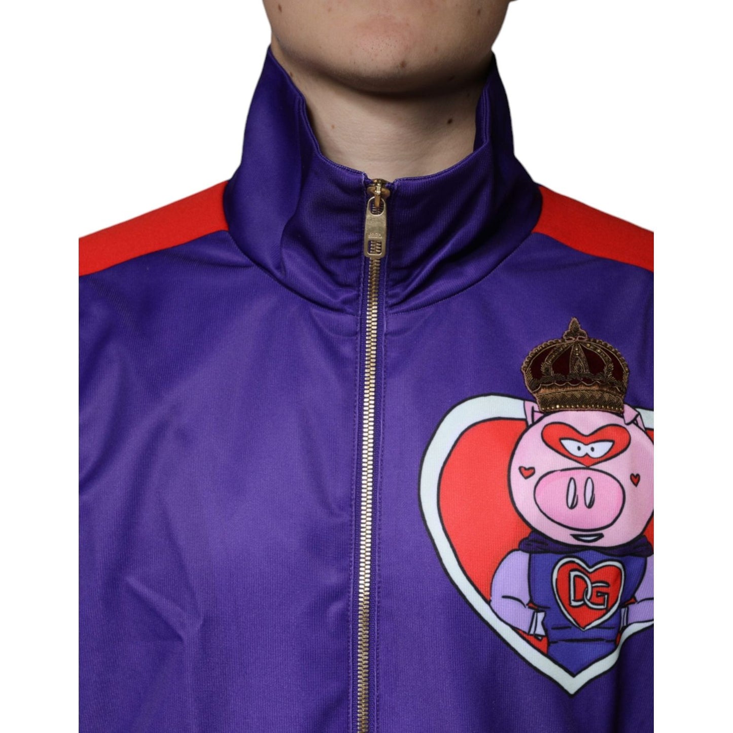 Dolce & Gabbana Purple YEAR OF THE PIG Full Zip Bomber Jacket Dolce & Gabbana Dark Slate Blue
