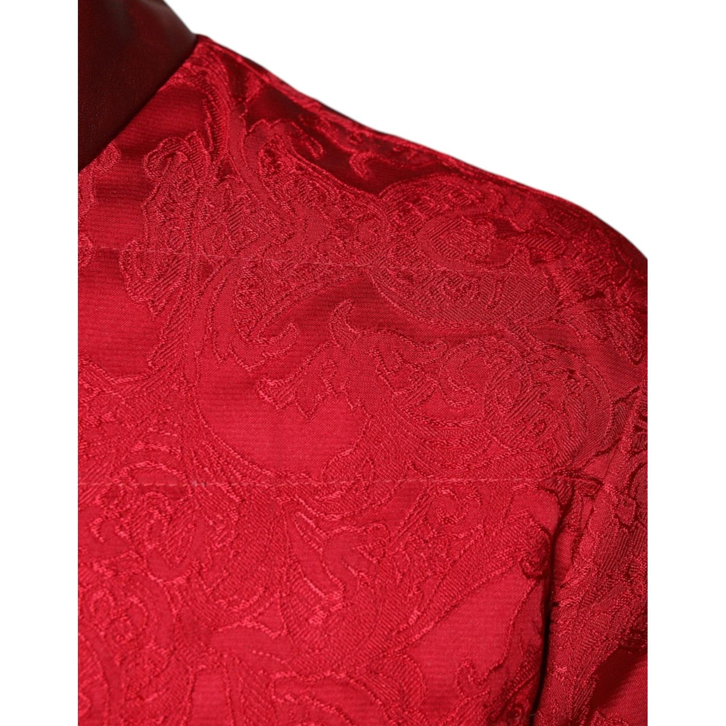 Dolce & Gabbana Red Quilted Bomber Gold Crown Logo Jacket Dolce & Gabbana Firebrick