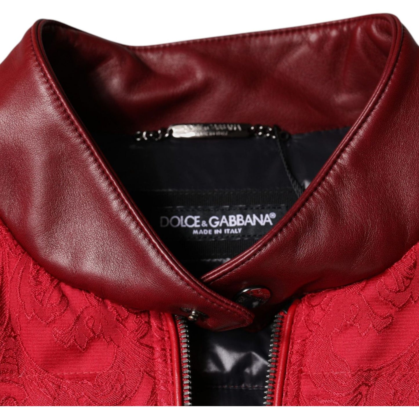 Dolce & Gabbana Red Quilted Bomber Gold Crown Logo Jacket Dolce & Gabbana Black