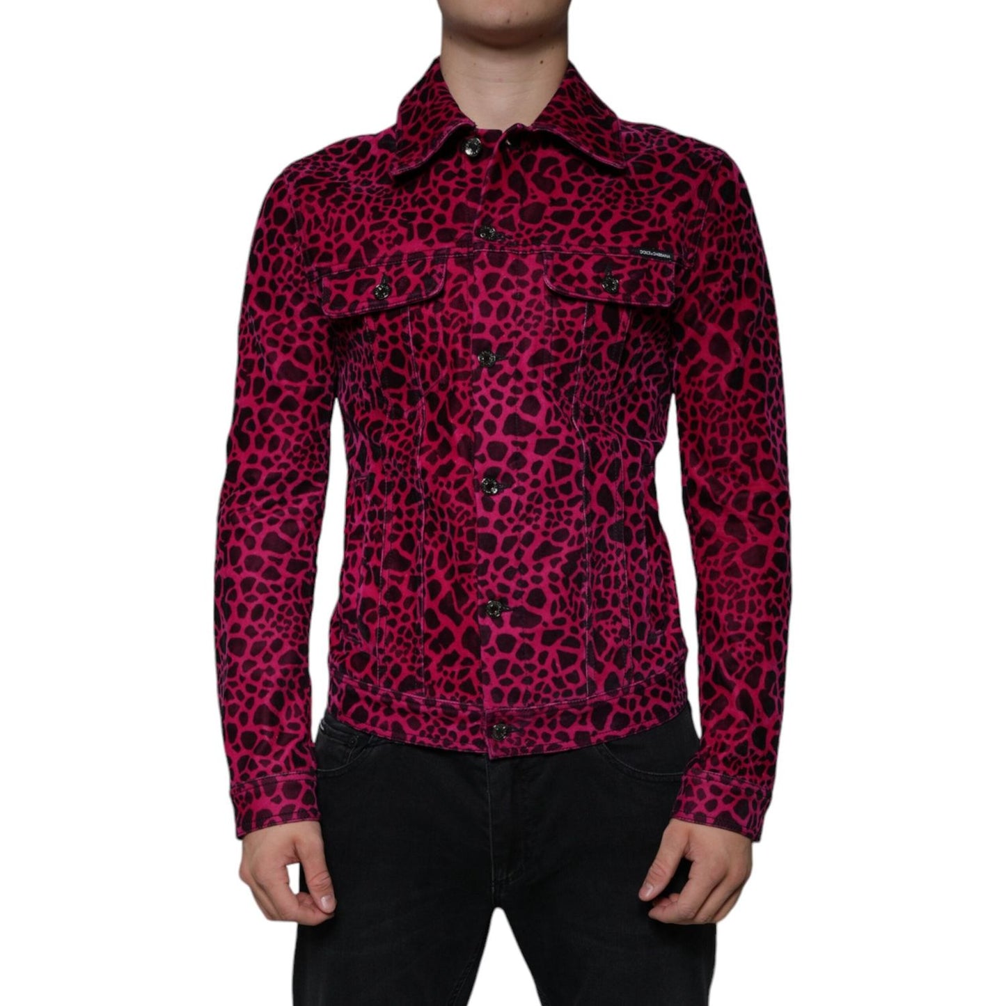 Dolce & Gabbana Fuchsia Leopard Button Down Collared Jacket Dolce & Gabbana Black