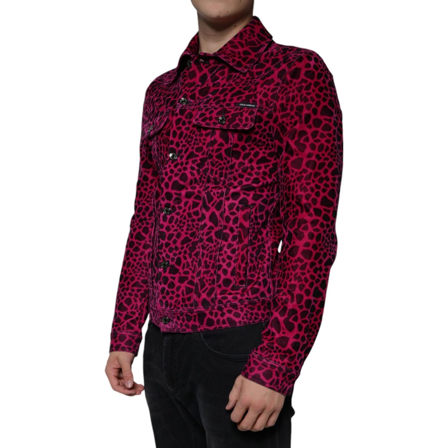 Dolce & Gabbana Fuchsia Leopard Button Down Collared Jacket Dolce & Gabbana Black