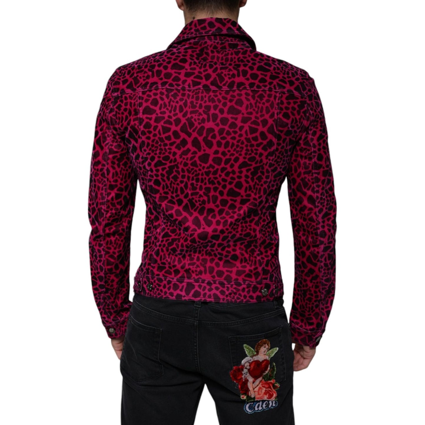 Dolce & Gabbana Fuchsia Leopard Button Down Collared Jacket Dolce & Gabbana Black