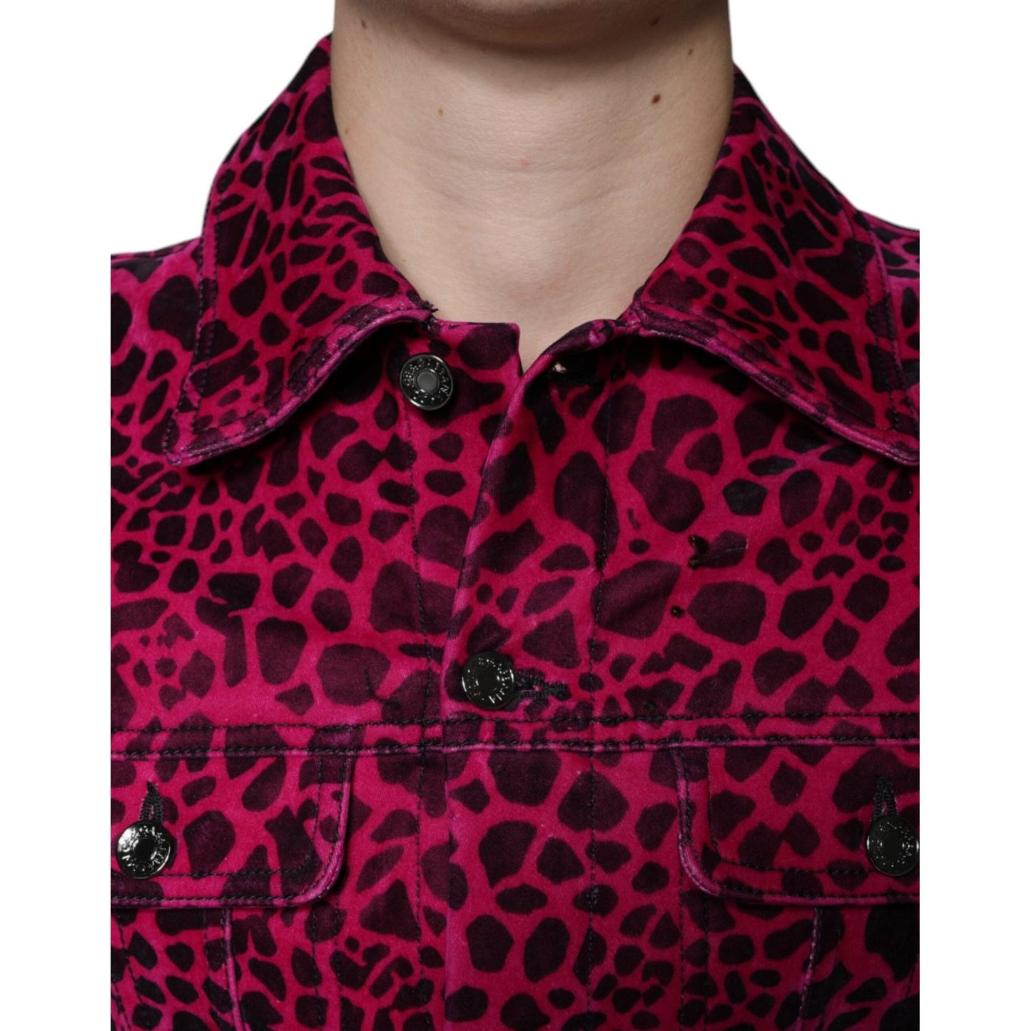 Dolce & Gabbana Fuchsia Leopard Button Down Collared Jacket Dolce & Gabbana Black