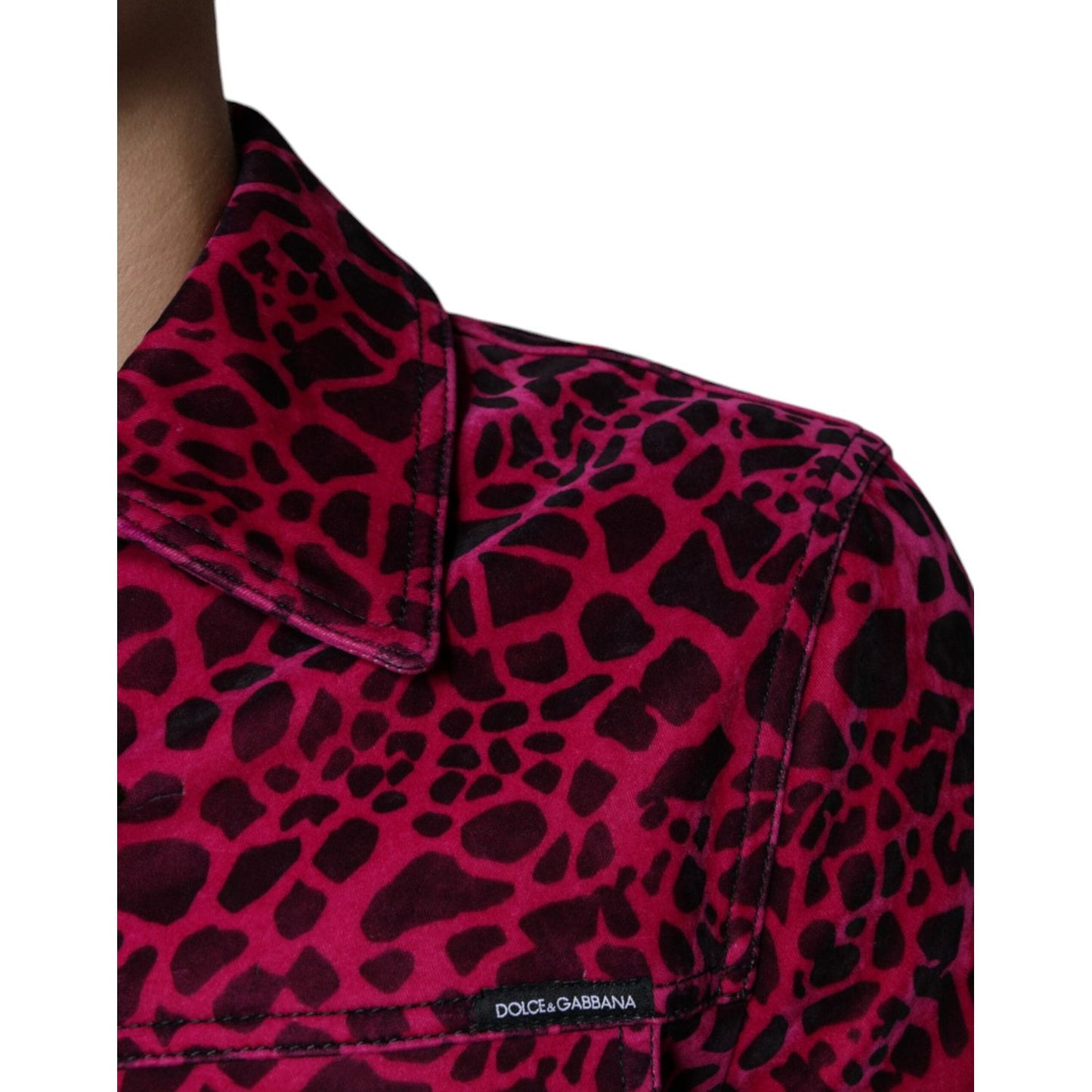 Dolce & Gabbana Fuchsia Leopard Button Down Collared Jacket Dolce & Gabbana Black